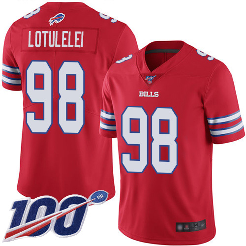 Men Buffalo Bills 98 Star Lotulelei Limited Red Rush Vapor Untouchable 100th Season NFL Jersey